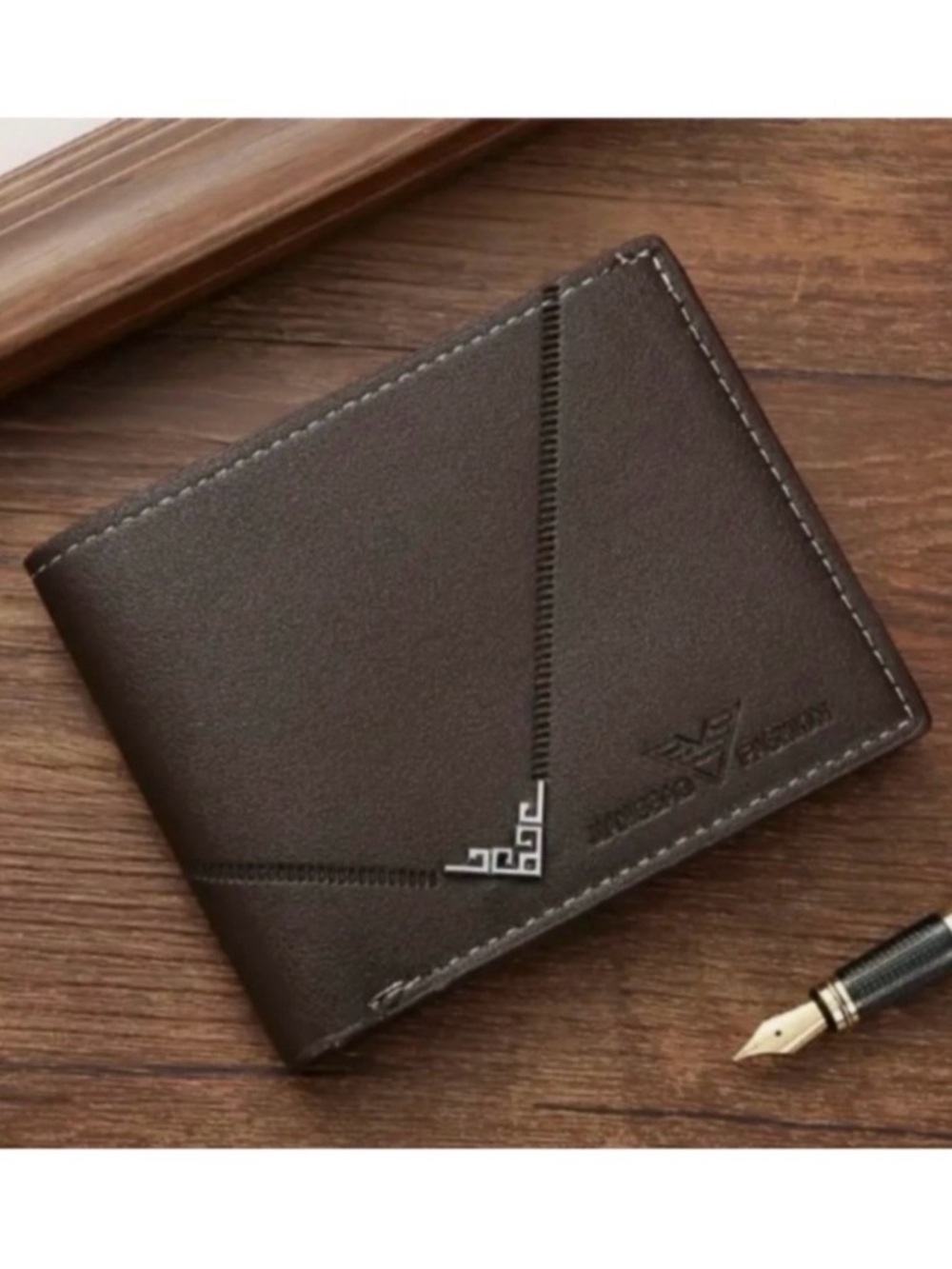 Dark Brown PU Leather Wallet Card Holder Slim Bifold Minimalist Men’s Wallet